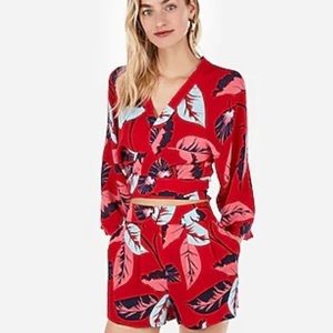 Express red tropical high rise shorts M